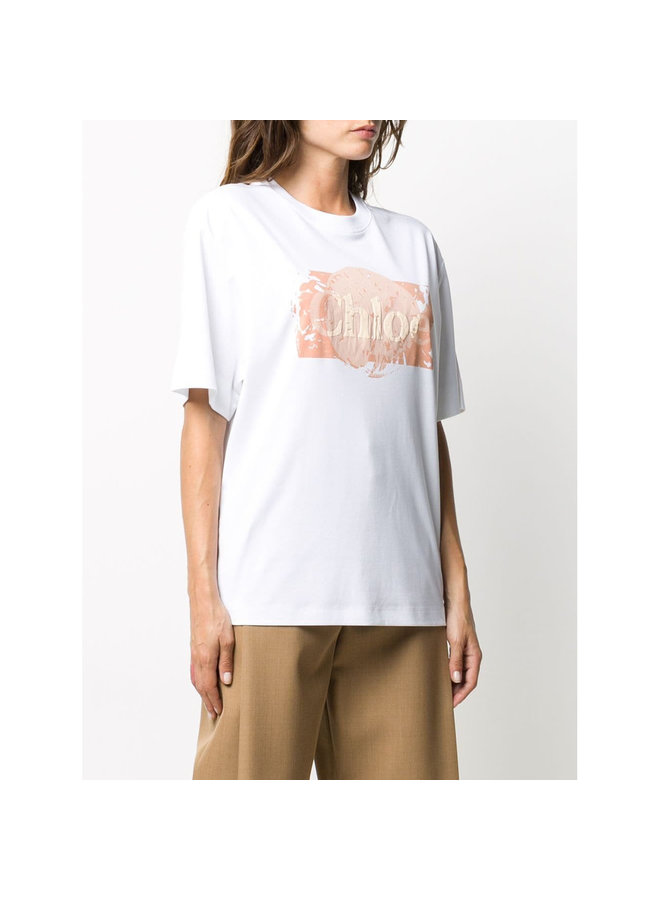 Oversized Logo T-shirt in Cotton in White