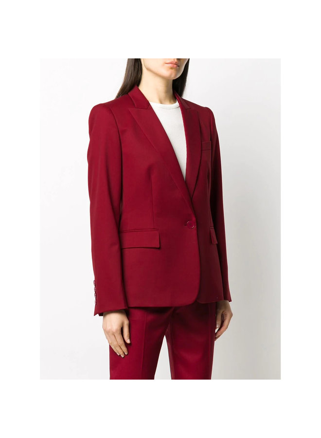 Single Breasted Blazer Jacket in Wool in Bordeaux