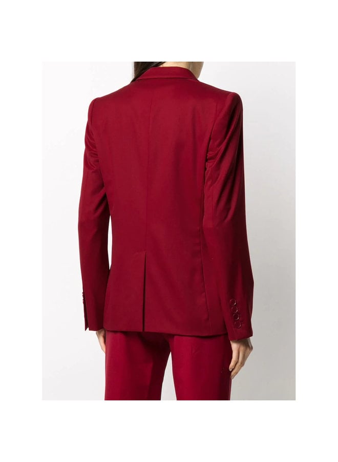 Single Breasted Blazer Jacket in Wool in Bordeaux