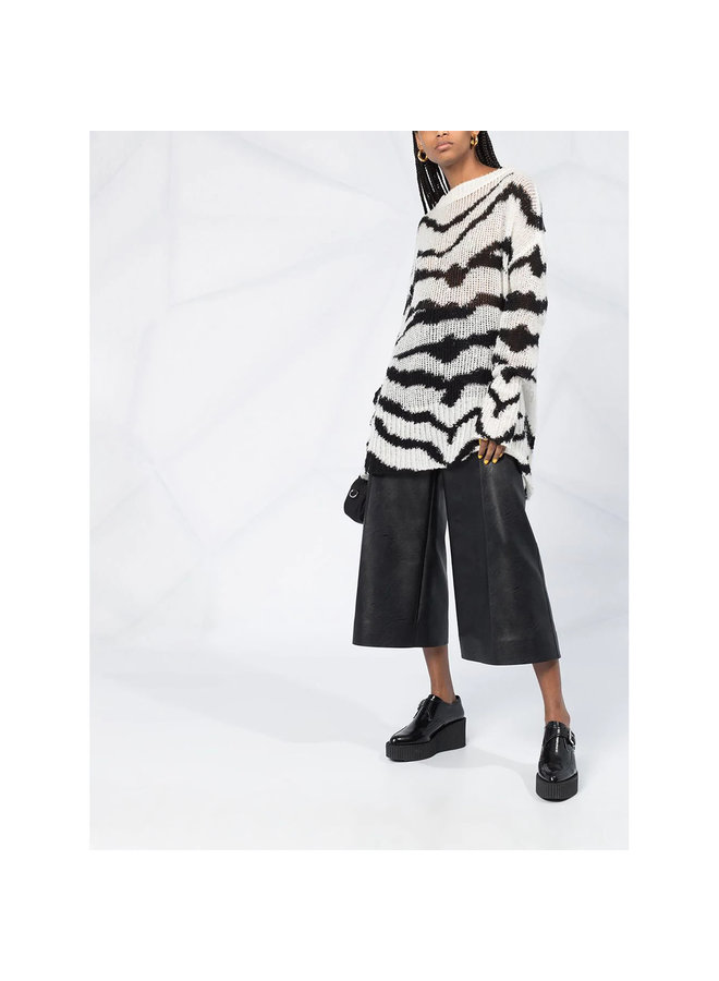Oversize Jumper in Zebra Pattern in Cotton in Black/White