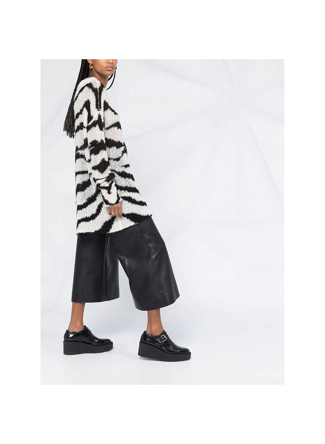 Oversize Jumper in Zebra Pattern in Cotton in Black/White
