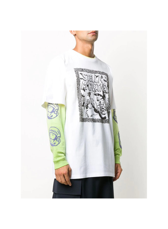 Crew Neck Printed Logo T-shirt in Cotton in White