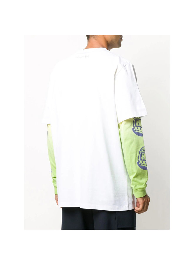 Crew Neck Printed Logo T-shirt in Cotton in White