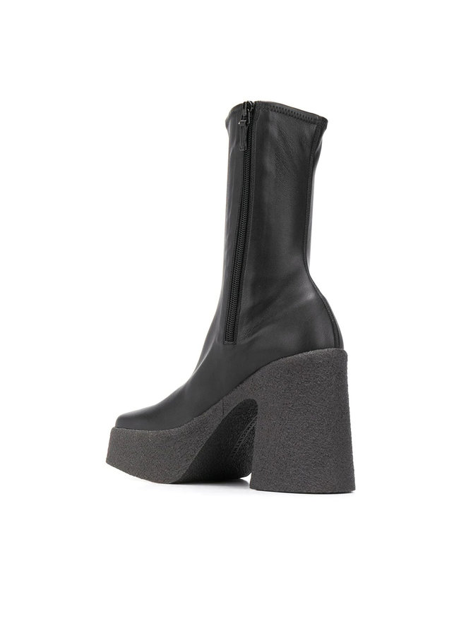 Platform Ankle Boots in Faux Leather in Black