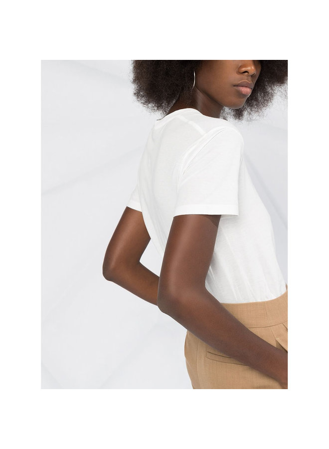 Crew Neck T-Shirt Love Yves Print in Cotton in Natural