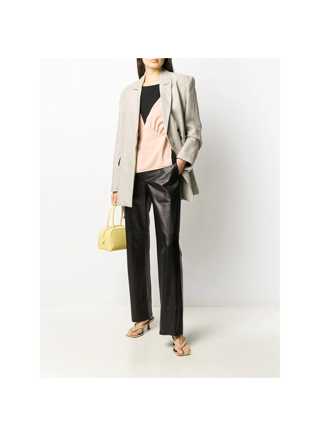 Straight Leg Pants in Leather in Black