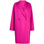 Double Breasted Mid-Length Coat in Cotton in Fuschia Pink