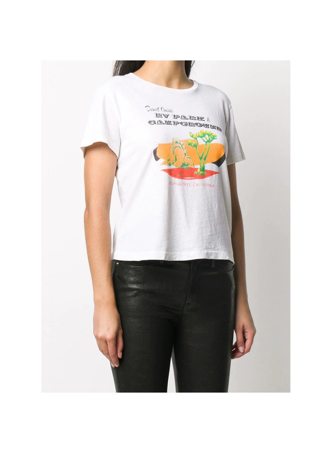 Desert Oasis Graphic Print T-shirt in Cotton in White