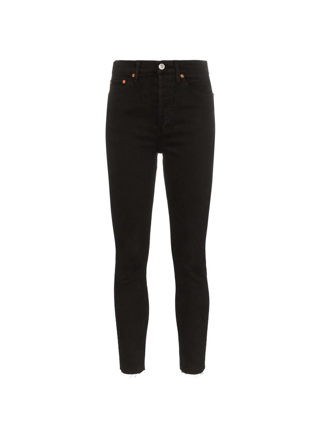 High Waisted Cropped Skinny Jeans in Black