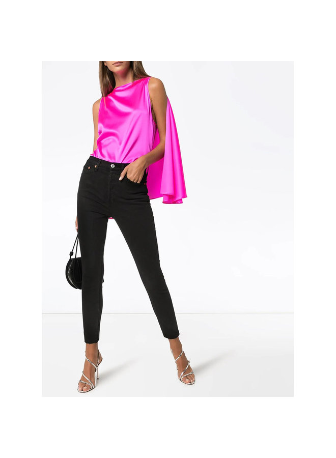 High Waisted Cropped Skinny Jeans in Black