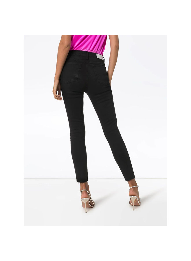 High Waisted Cropped Skinny Jeans in Black