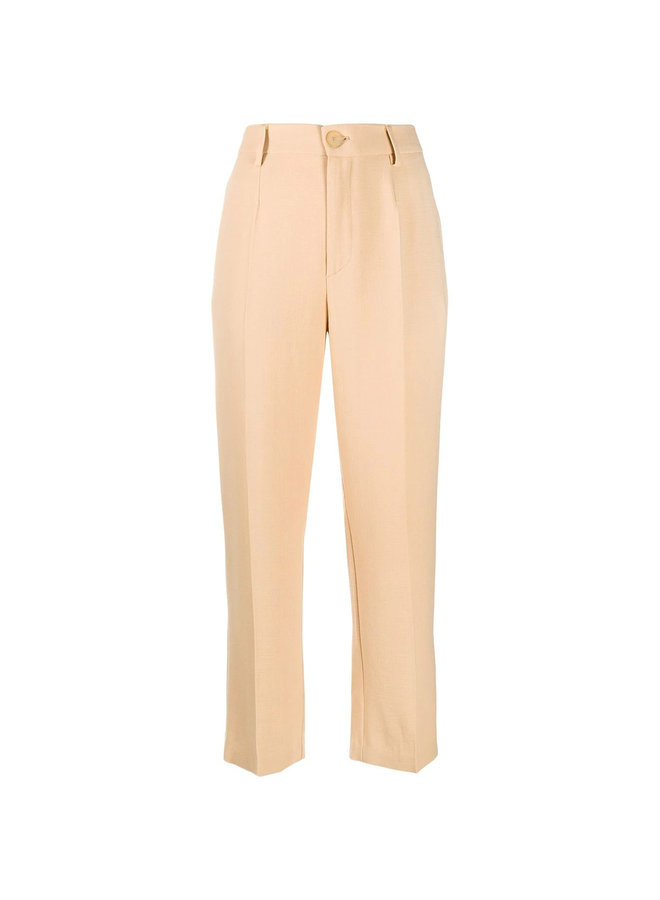 High Waisted Straight Leg Pants in Nude