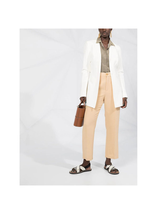 High Waisted Straight Leg Pants in Nude