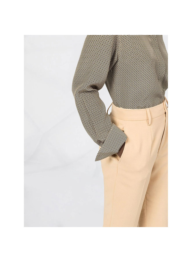 High Waisted Straight Leg Pants in Nude