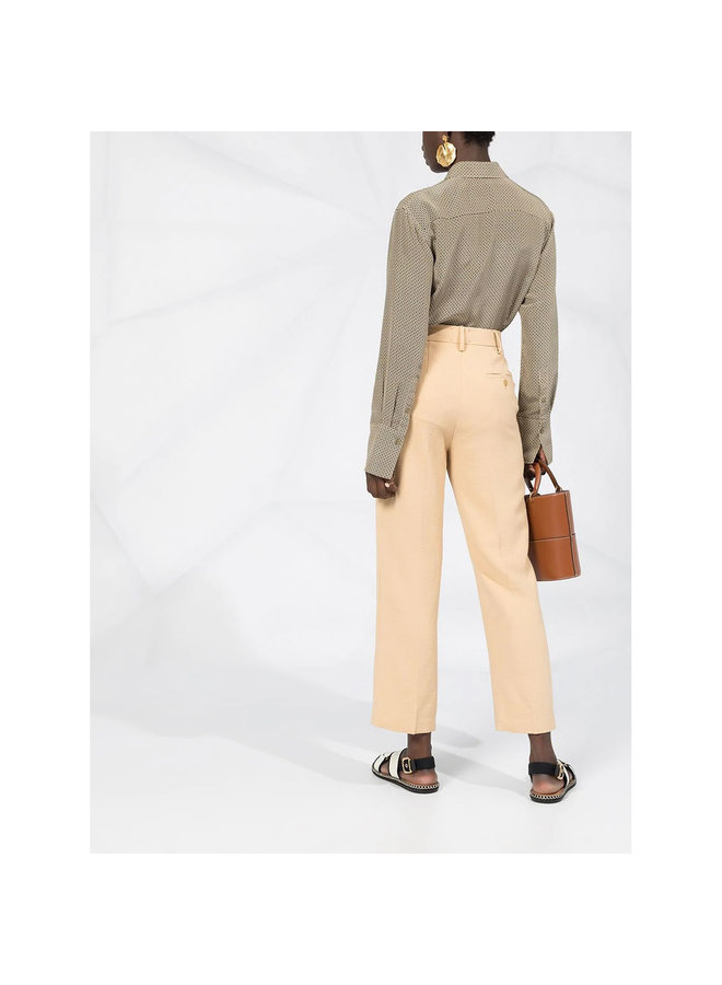 High Waisted Straight Leg Pants in Nude