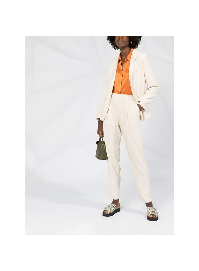 Straight Leg Pants with Elastic Waist in Corduroy in Butter