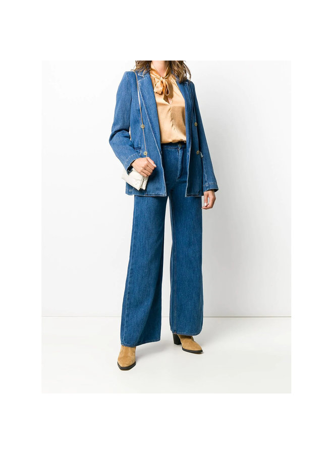 Long Sleeve Blouse Tie up Neckline in Silk in Camel