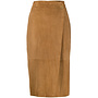 Midi Slim Pencil Skirt in Suede in Camel