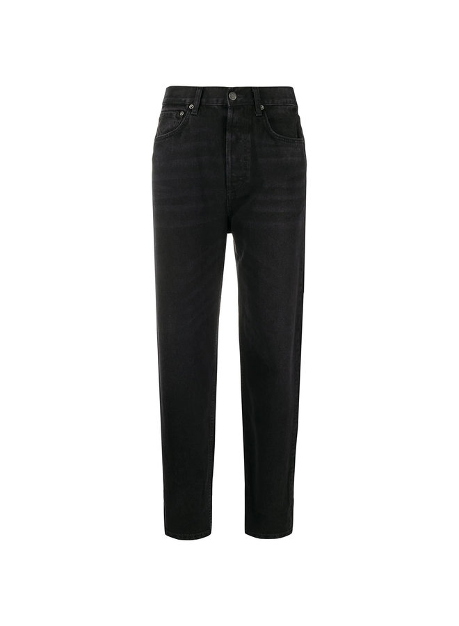 High Waisted Straight Leg Jeans in Black