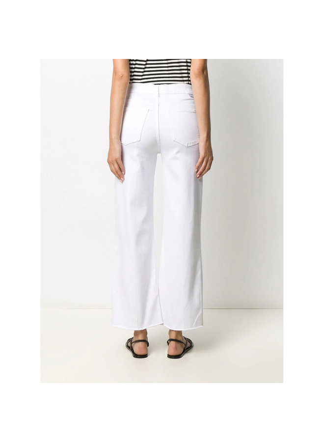 High Waisted Cropped Flare Jeans in White