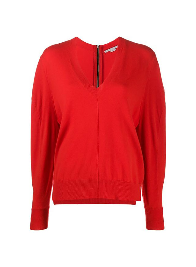 V-neck Draped Knitwear Jumper in Wool