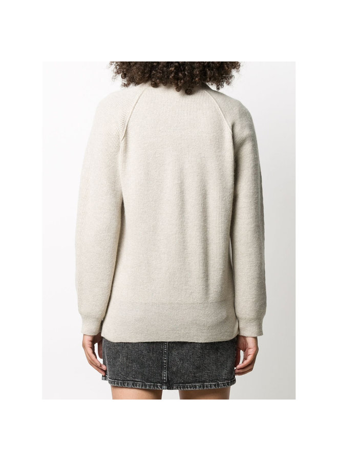 Ribbed Cardigan in Wool in Oat