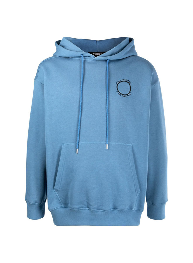 Logo Print Hoodie in Cotton in Air-force Blue