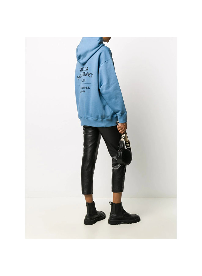 Logo Print Hoodie in Cotton in Air-force Blue