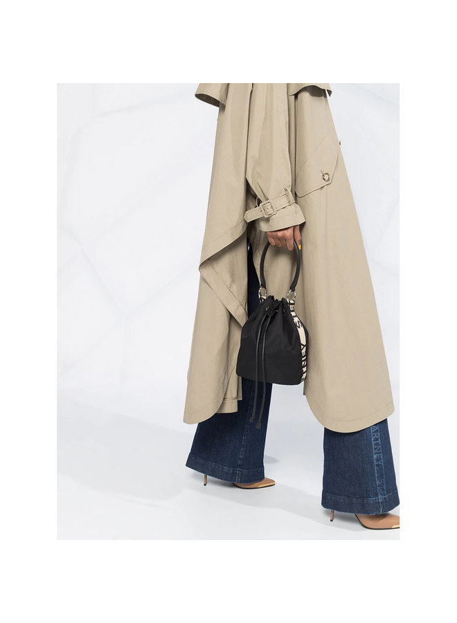 Logo Stripe Small Bucket Bag in Black