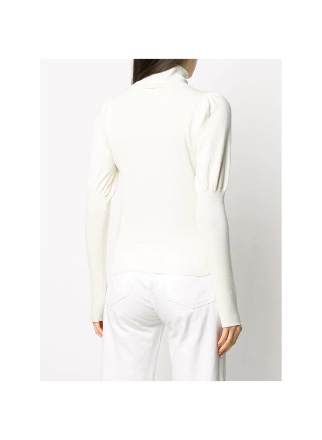Knitted Jumper with Juliet Sleeve in Wool in White