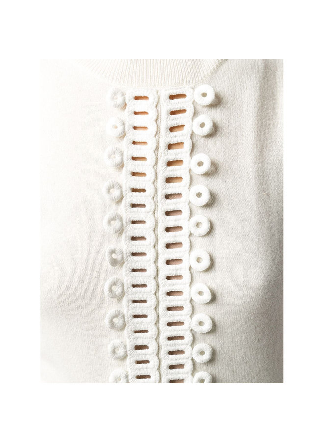 Knitted Jumper with Juliet Sleeve in Wool in White
