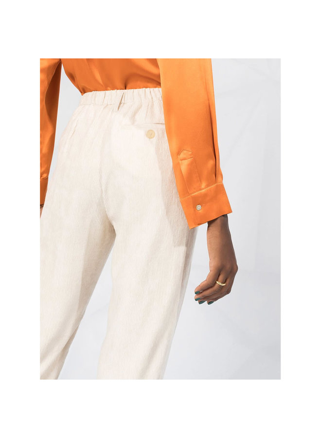 Straight Leg Pants with Elastic Waist in Corduroy in Butter