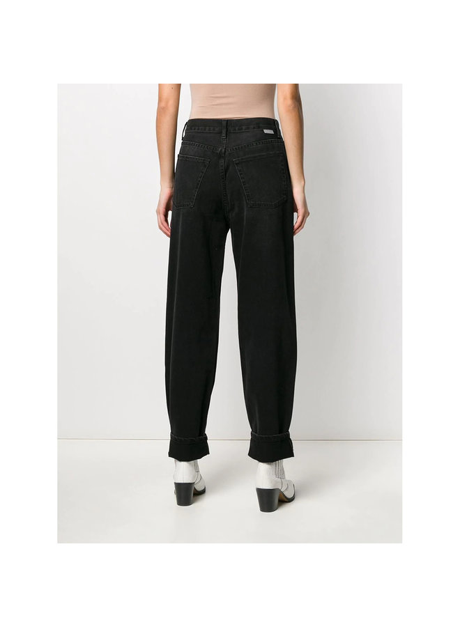 High Waisted Straight Leg Jeans in Black