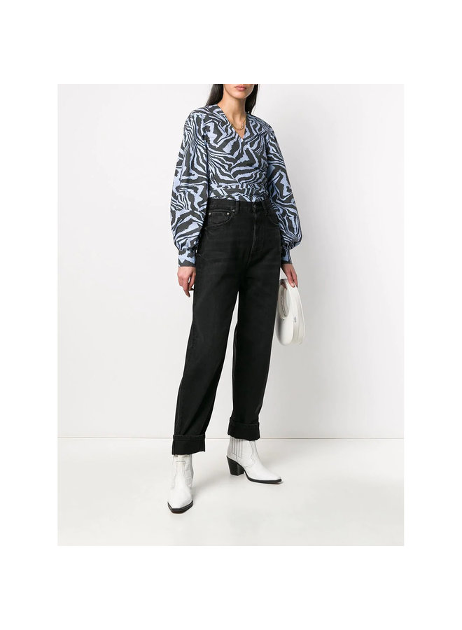 High Waisted Straight Leg Jeans in Black