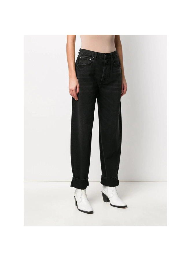 High Waisted Straight Leg Jeans in Black