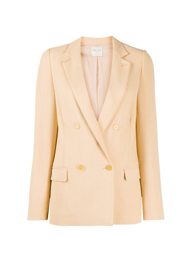 Double Breasted Fitted Blazer in Wool Blend in Nude
