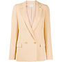 Double Breasted Fitted Blazer in Wool Blend in Nude