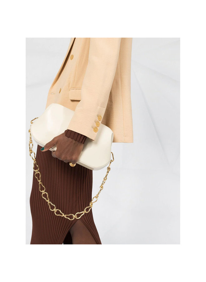 Double Breasted Fitted Blazer in Wool Blend in Nude