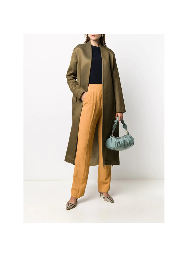 Double Breasted Coat in Wool Blend in Khaki