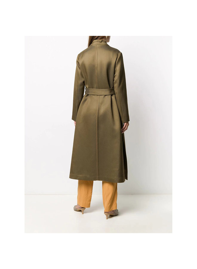 Double Breasted Coat in Wool Blend in Khaki