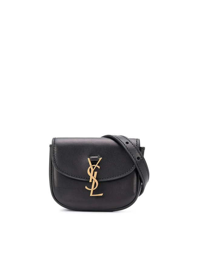 Kaia Belt Bag in Leather in Black/Gold
