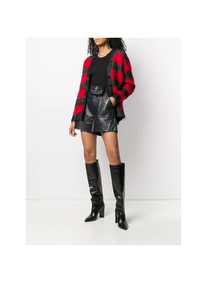 Kaia Belt Bag in Leather in Black/Gold