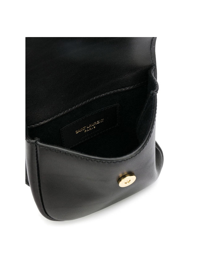 Kaia Belt Bag in Leather in Black/Gold