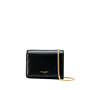 Embossed Logo Mini Chain Wallet in Calf Leather in Black