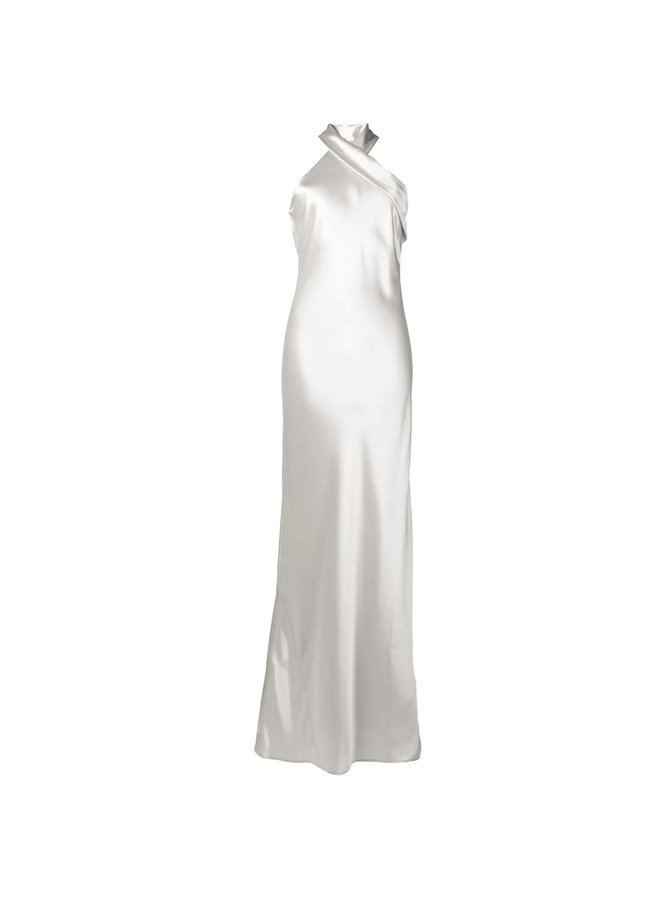 Halter Neck Long Dress in Platinum