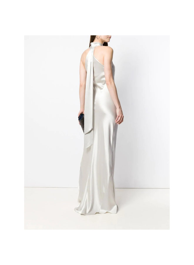 Halter Neck Long Dress in Platinum