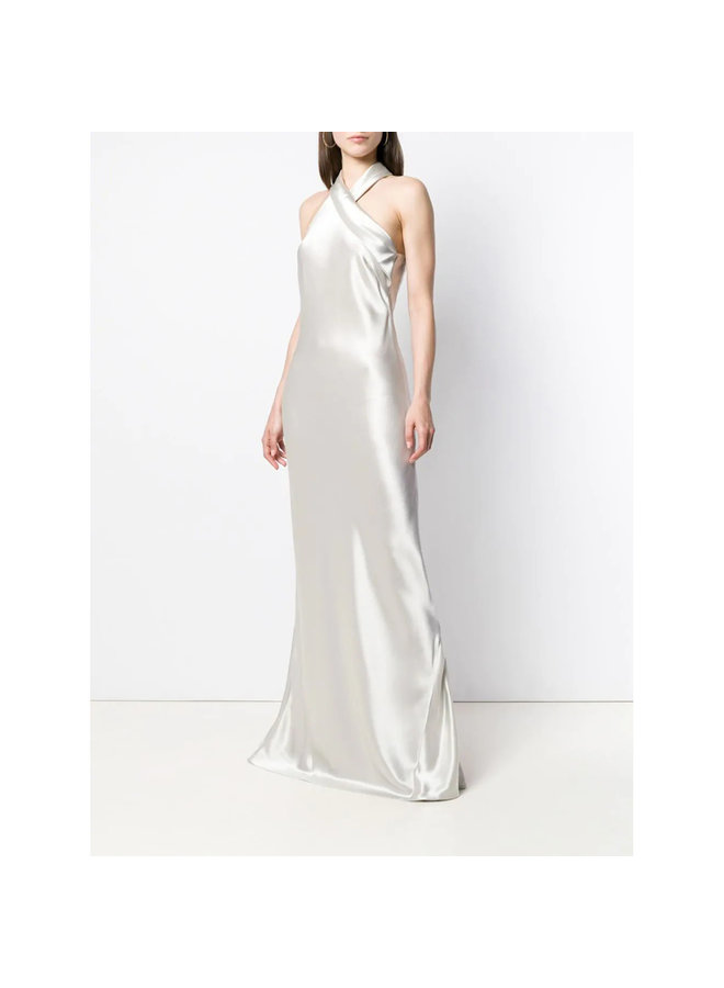 Halter Neck Long Dress in Platinum