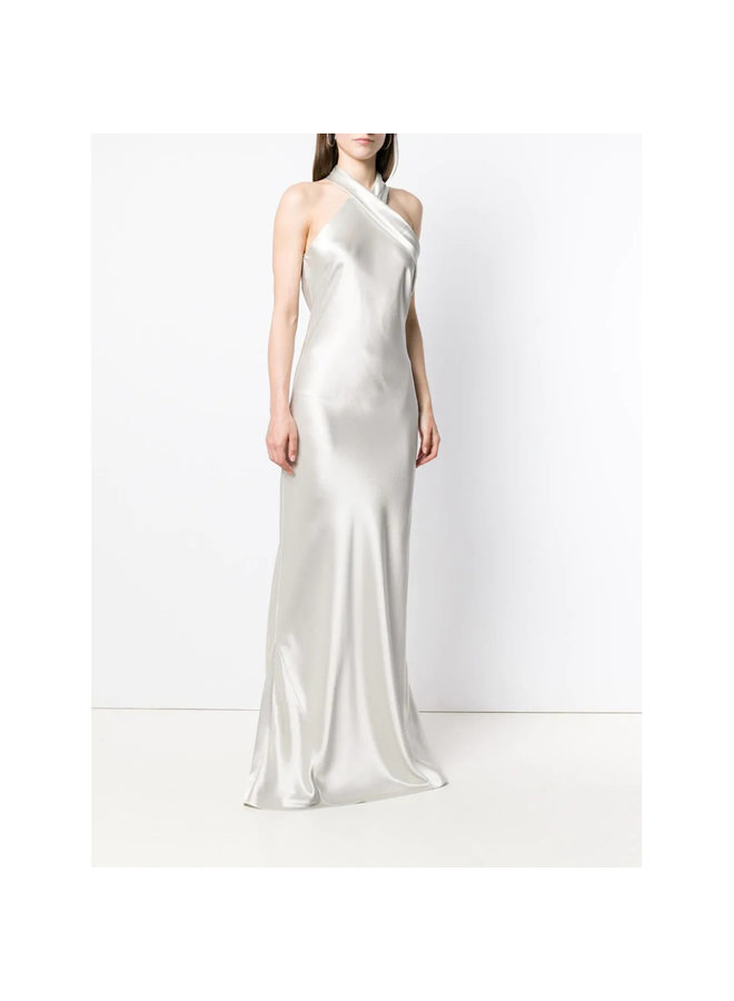 Halter Neck Long Dress in Platinum