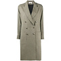 Double-breasted Coat in Cotton Blend in Beige/Green