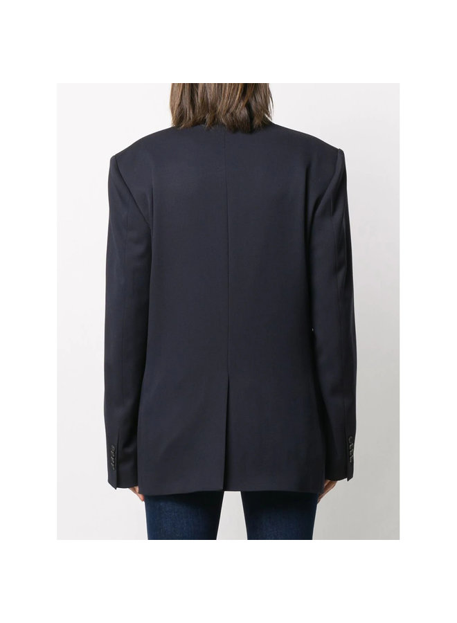 Double-breasted Blazer Jacket in Wool in Navy